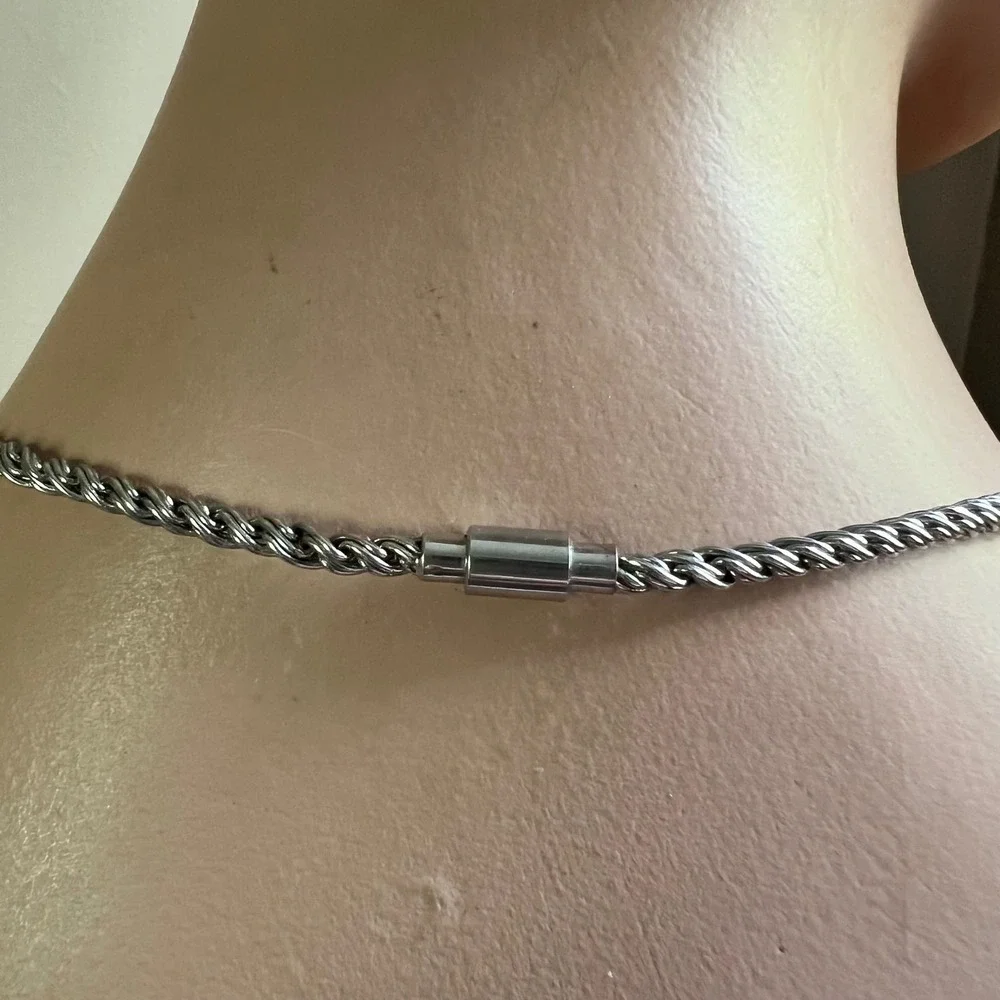 Michael Morrison MX Vtg Silver Tone Square Floral Pendant Rope‎ Chain 19